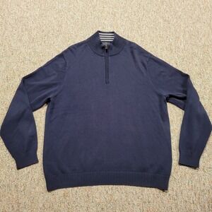 Brooks Brothers Sweater Mens XL Blue Quarter Zip Mock Neck‎ Supima Cotton 346